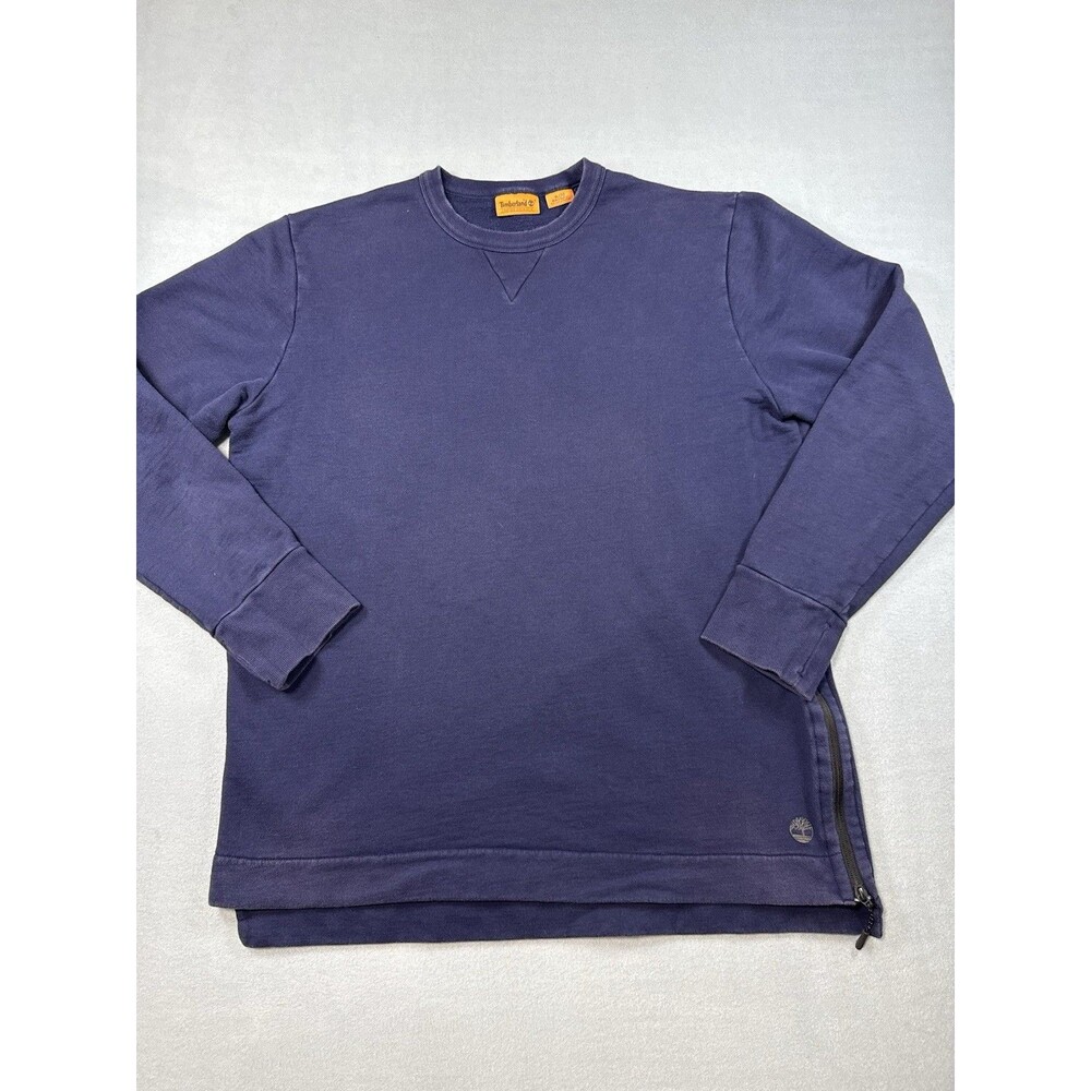 Timberland Men’s Navy Crewneck Sweatshirt XL Side Zip Thumb Holes